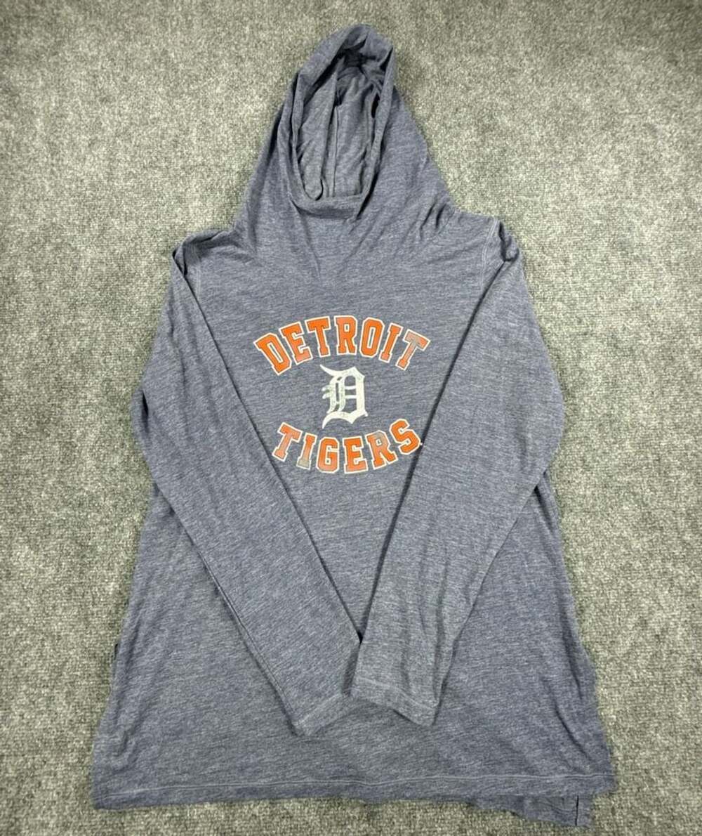 Detroit Tigers MLB Long Sleeve Hooded T-Shirt - Blue Large NWT Ladies Women’s